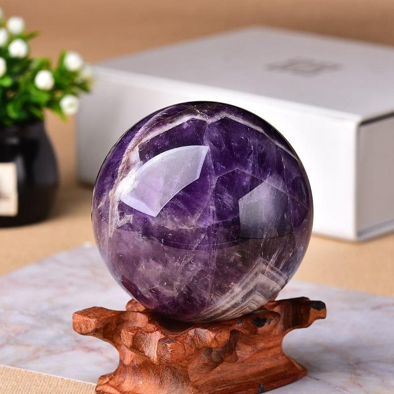 Shop 0 1PC Natural Dream Amethyst Ball Polished Globe Massaging Ball Reiki Healing Stone Home Decoration Exquisite Gifts Souvenirs Gift Mademoiselle Home Decor