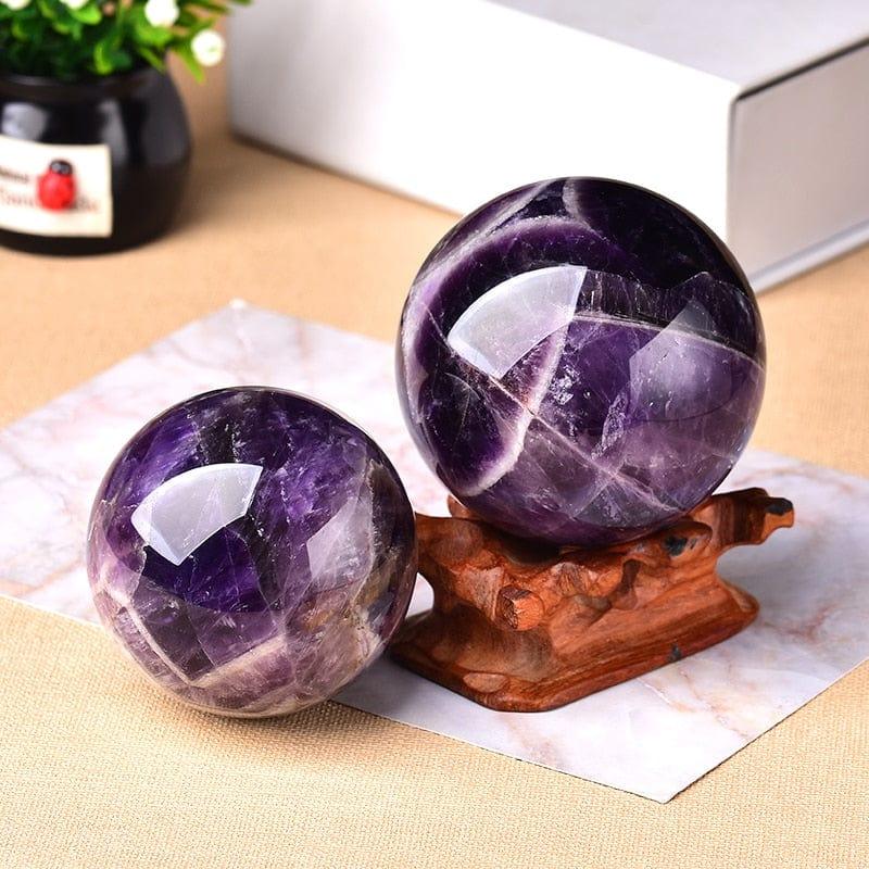 Shop 0 1PC Natural Dream Amethyst Ball Polished Globe Massaging Ball Reiki Healing Stone Home Decoration Exquisite Gifts Souvenirs Gift Mademoiselle Home Decor