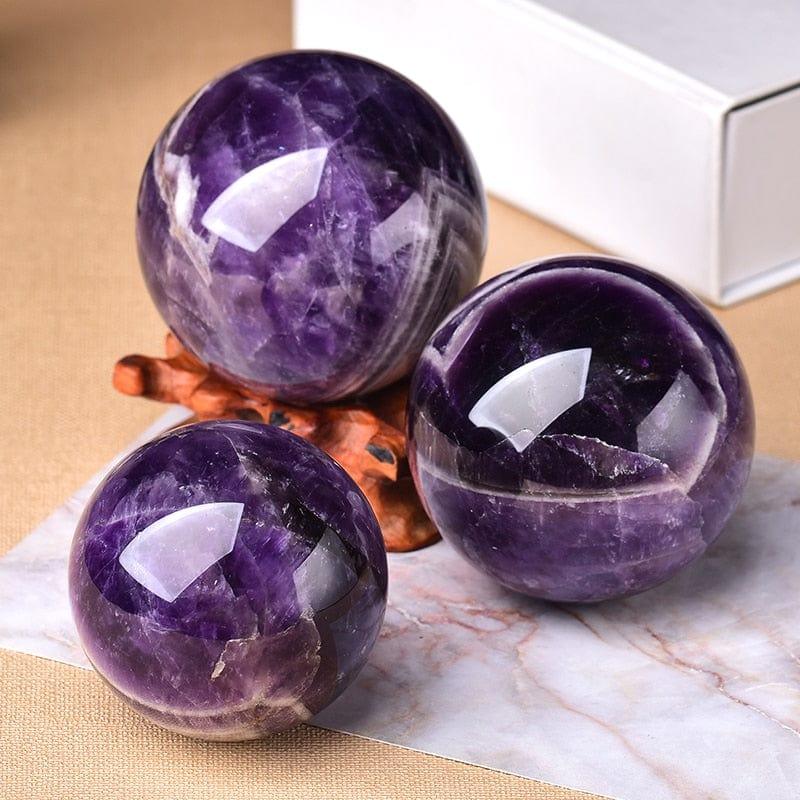 Shop 0 1PC Natural Dream Amethyst Ball Polished Globe Massaging Ball Reiki Healing Stone Home Decoration Exquisite Gifts Souvenirs Gift Mademoiselle Home Decor