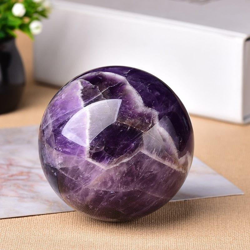 Shop 0 1PC Natural Dream Amethyst Ball Polished Globe Massaging Ball Reiki Healing Stone Home Decoration Exquisite Gifts Souvenirs Gift Mademoiselle Home Decor