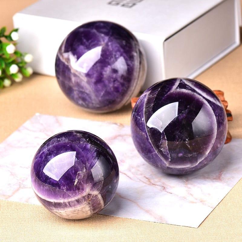 Shop 0 1PC Natural Dream Amethyst Ball Polished Globe Massaging Ball Reiki Healing Stone Home Decoration Exquisite Gifts Souvenirs Gift Mademoiselle Home Decor