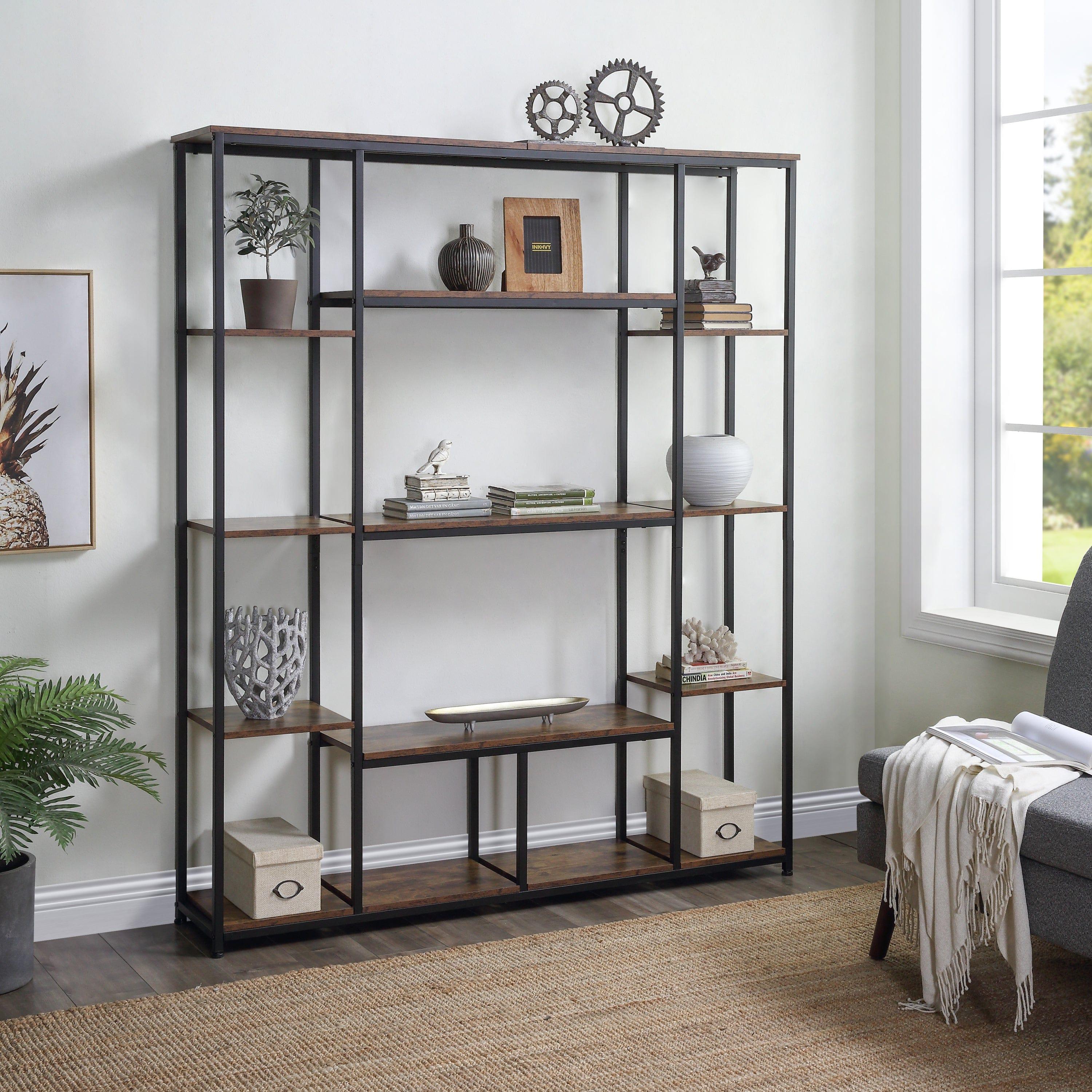 Shop [VIDEO] Bookcase and Bookshelf, Home Office 5 Tier Bookshelf, Open Freestanding Storage Shelf with Metal Frame, Tiger Mademoiselle Home Decor