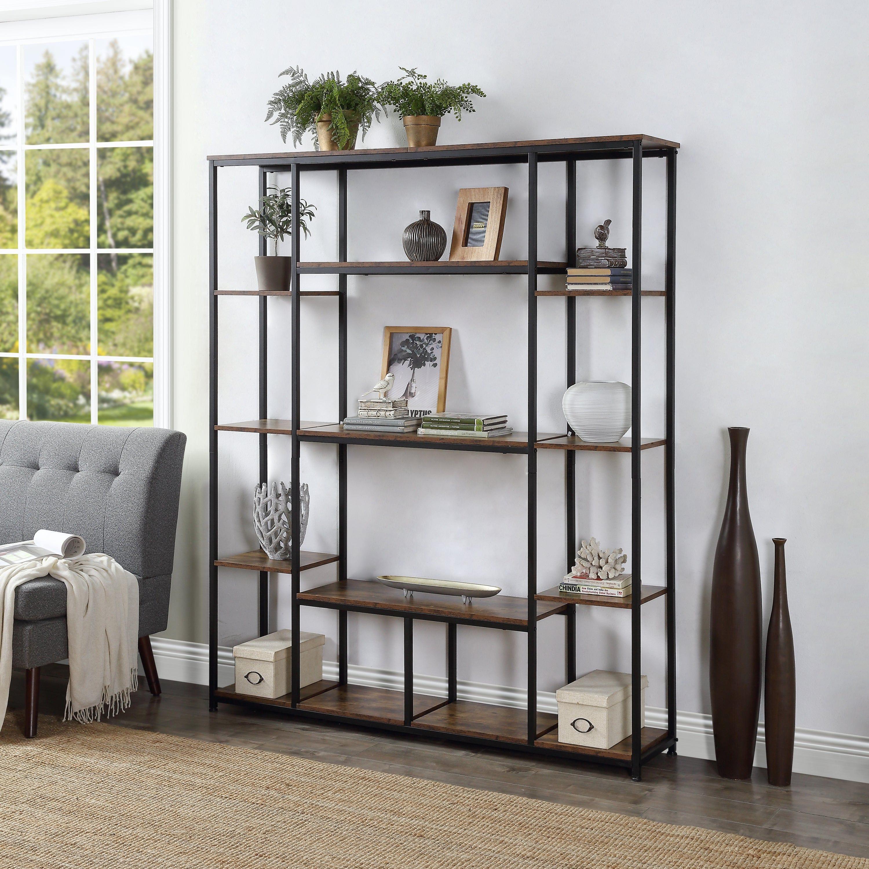 Shop [VIDEO] Bookcase and Bookshelf, Home Office 5 Tier Bookshelf, Open Freestanding Storage Shelf with Metal Frame, Tiger Mademoiselle Home Decor