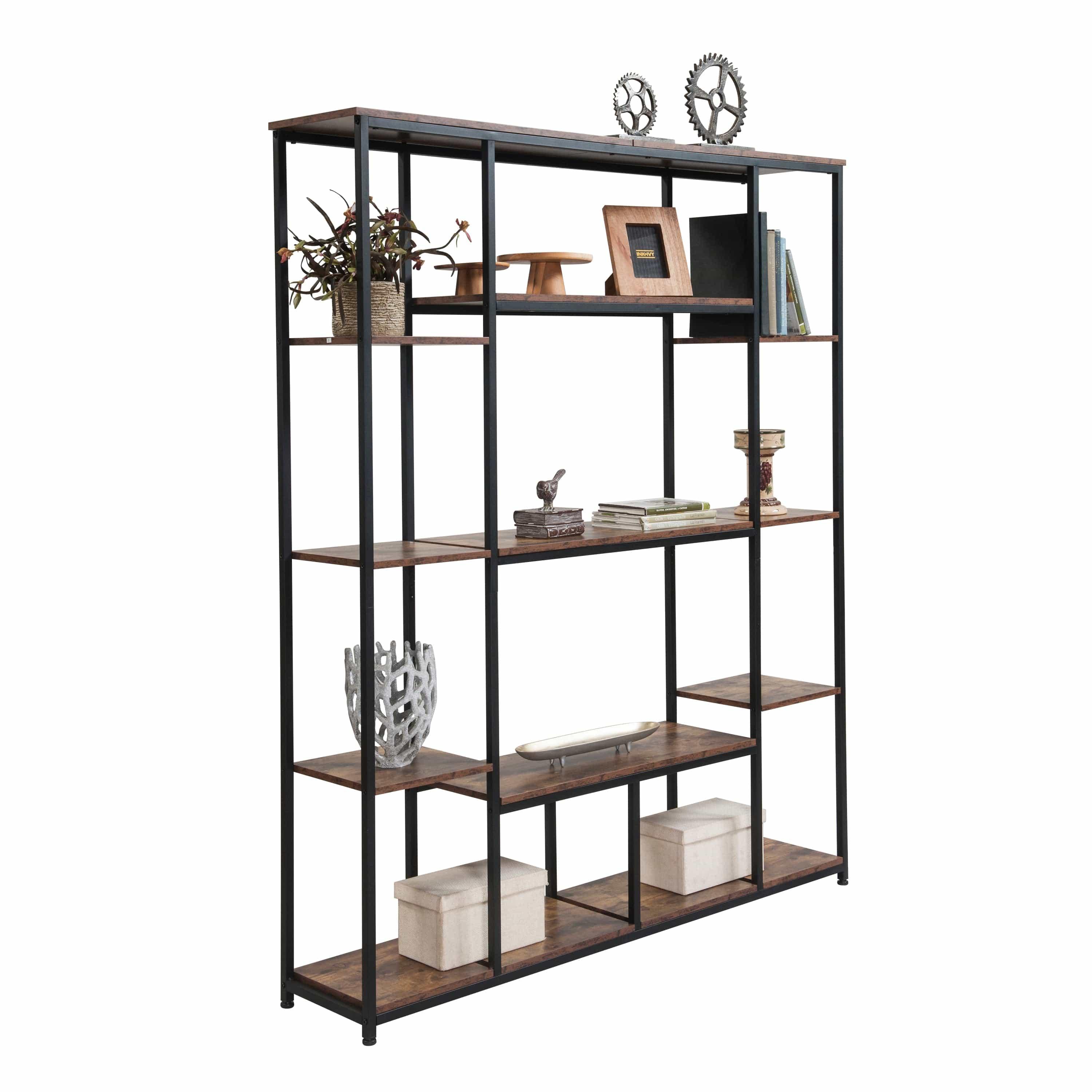 Shop [VIDEO] Bookcase and Bookshelf, Home Office 5 Tier Bookshelf, Open Freestanding Storage Shelf with Metal Frame, Tiger Mademoiselle Home Decor