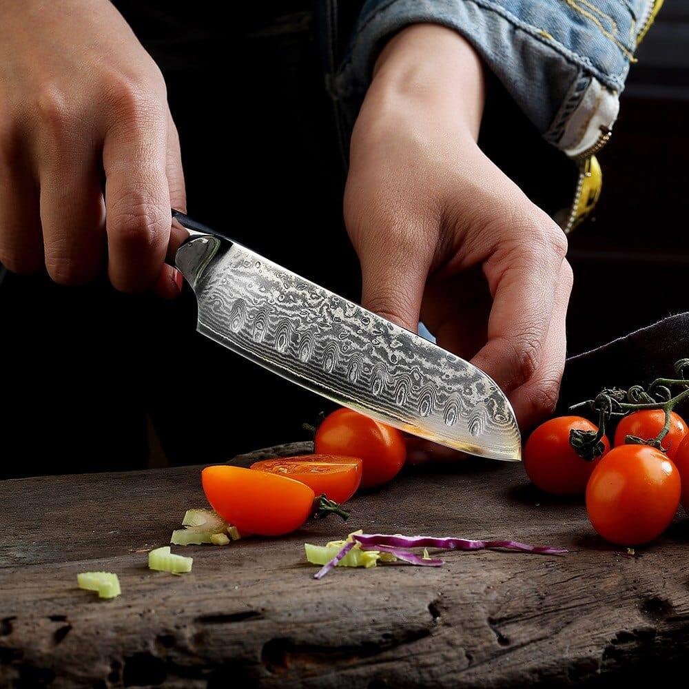 Shop 0 Sunnecko 5"/7" Santoku Chef Knife Kitchen Knives Japanese Damascus VG10 Steel Razor Sharp Blade Meat Cutting Tools G10 Handle Mademoiselle Home Decor