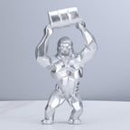 Shop 0 Silver / H-40cm / China Creative Resin Sculpture Lift Bucket King Kong Home Decoration Barrel Simulation Gorilla Figure Statue Living Room Decor Mademoiselle Home Decor