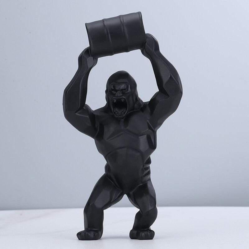 Shop 0 black / H-40cm / China Creative Resin Sculpture Lift Bucket King Kong Home Decoration Barrel Simulation Gorilla Figure Statue Living Room Decor Mademoiselle Home Decor