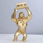 Shop 0 Gold / H-40cm / China Creative Resin Sculpture Lift Bucket King Kong Home Decoration Barrel Simulation Gorilla Figure Statue Living Room Decor Mademoiselle Home Decor