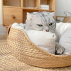 Shop 0 Yokee Pet Cat Mat Dog Bed Sofa Handmade Bamboo Weaving Four Season Cozy Nest Baskets Waterproof Removable Cushion Sleeping House Mademoiselle Home Decor