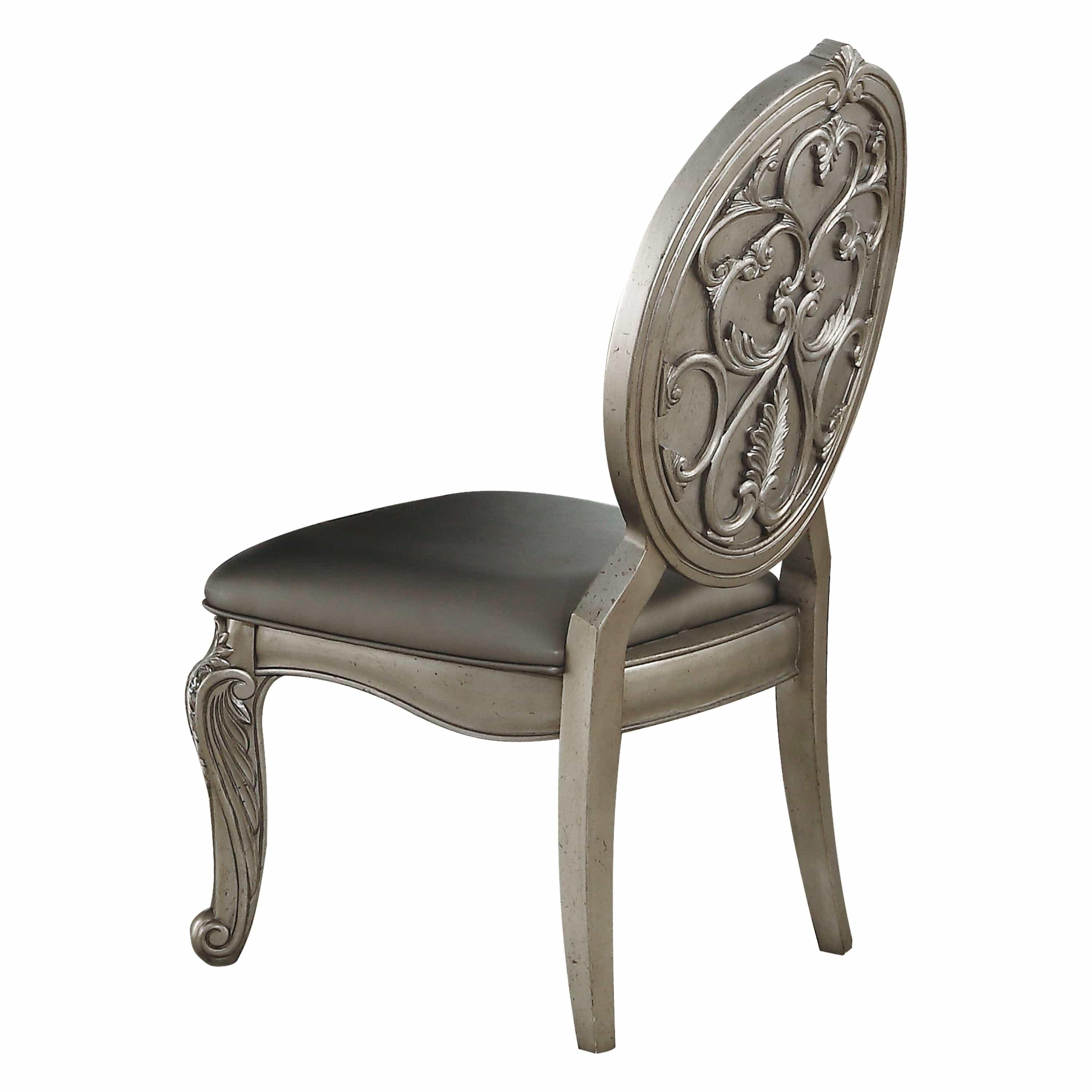 Shop ACME Northville Side Chair (Set-2) in PU & Antique Silver 66922 Mademoiselle Home Decor