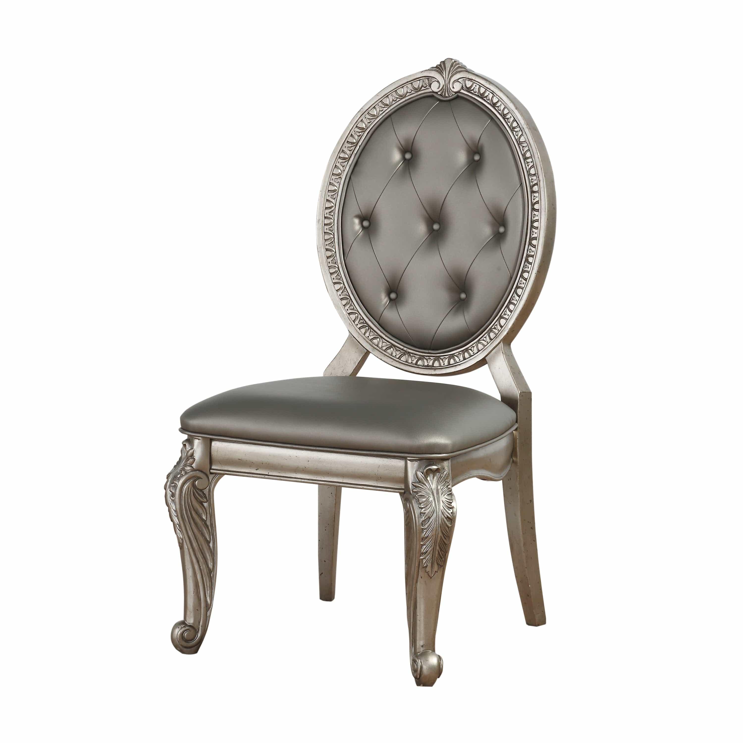 Shop ACME Northville Side Chair (Set-2) in PU & Antique Silver 66922 Mademoiselle Home Decor