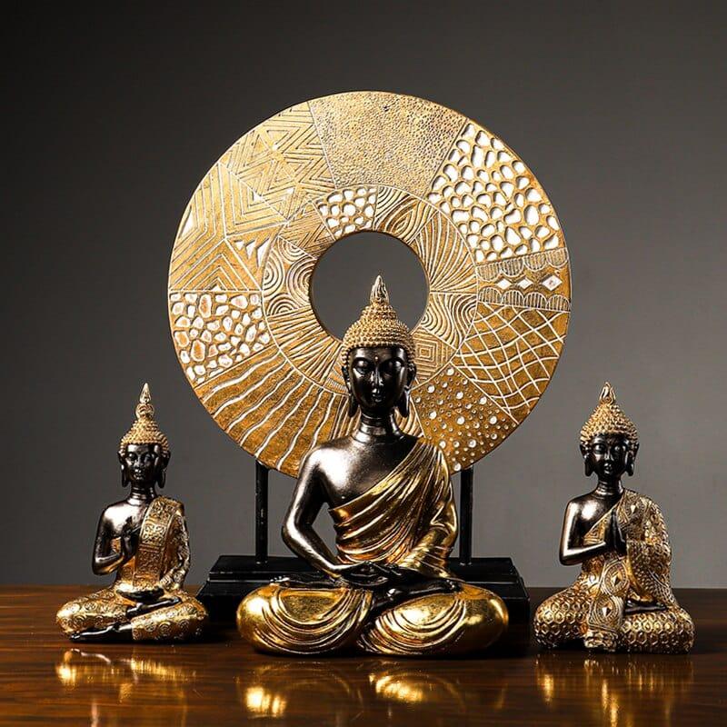 Shop 0 Golden Buddha Statue Resin Figurine Hand MadeThai Buda Buddha Statue Crafts Decorative Ornament Home Decor Mademoiselle Home Decor