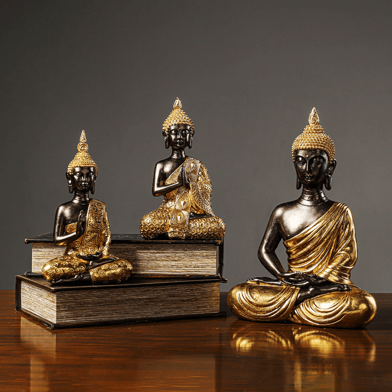 Shop 0 Golden Buddha Statue Resin Figurine Hand MadeThai Buda Buddha Statue Crafts Decorative Ornament Home Decor Mademoiselle Home Decor