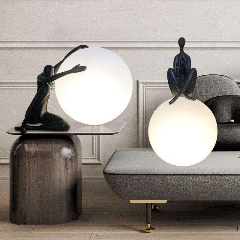 Shop 0 Nordic Round Ball Humanoid Moon Table Lamp Creative Hold The Ball Desk Lamp Living Room Bedroom Desk Bedside Lamp Dimming Led Mademoiselle Home Decor