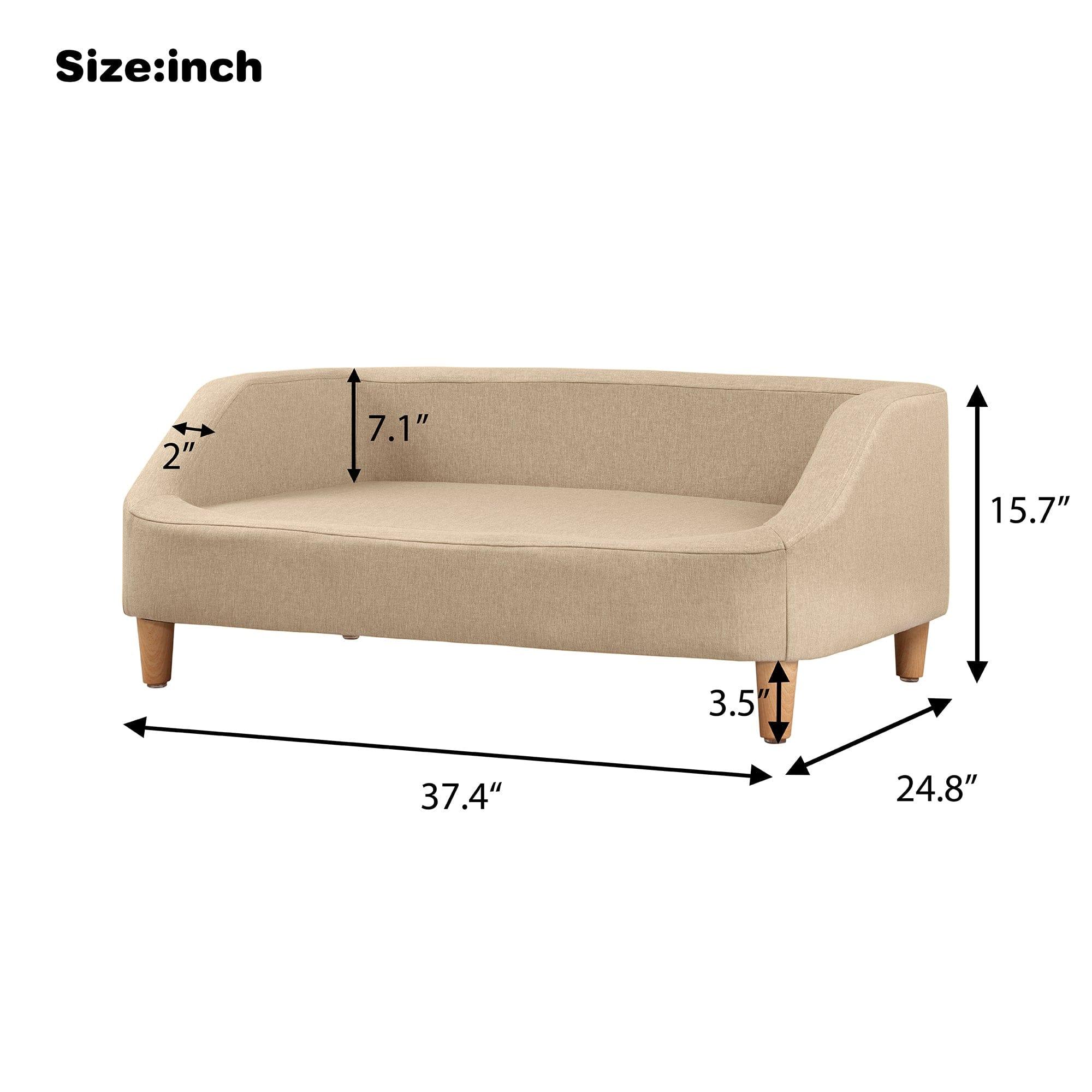 Shop 37" Beige Pet Sofa, Dog Sofa, Cat sofa, Cat Bed, Pet Bed, Dog Bed, Cat Bed, rectangle sofa with movable cushion, with wood style foot Mademoiselle Home Decor