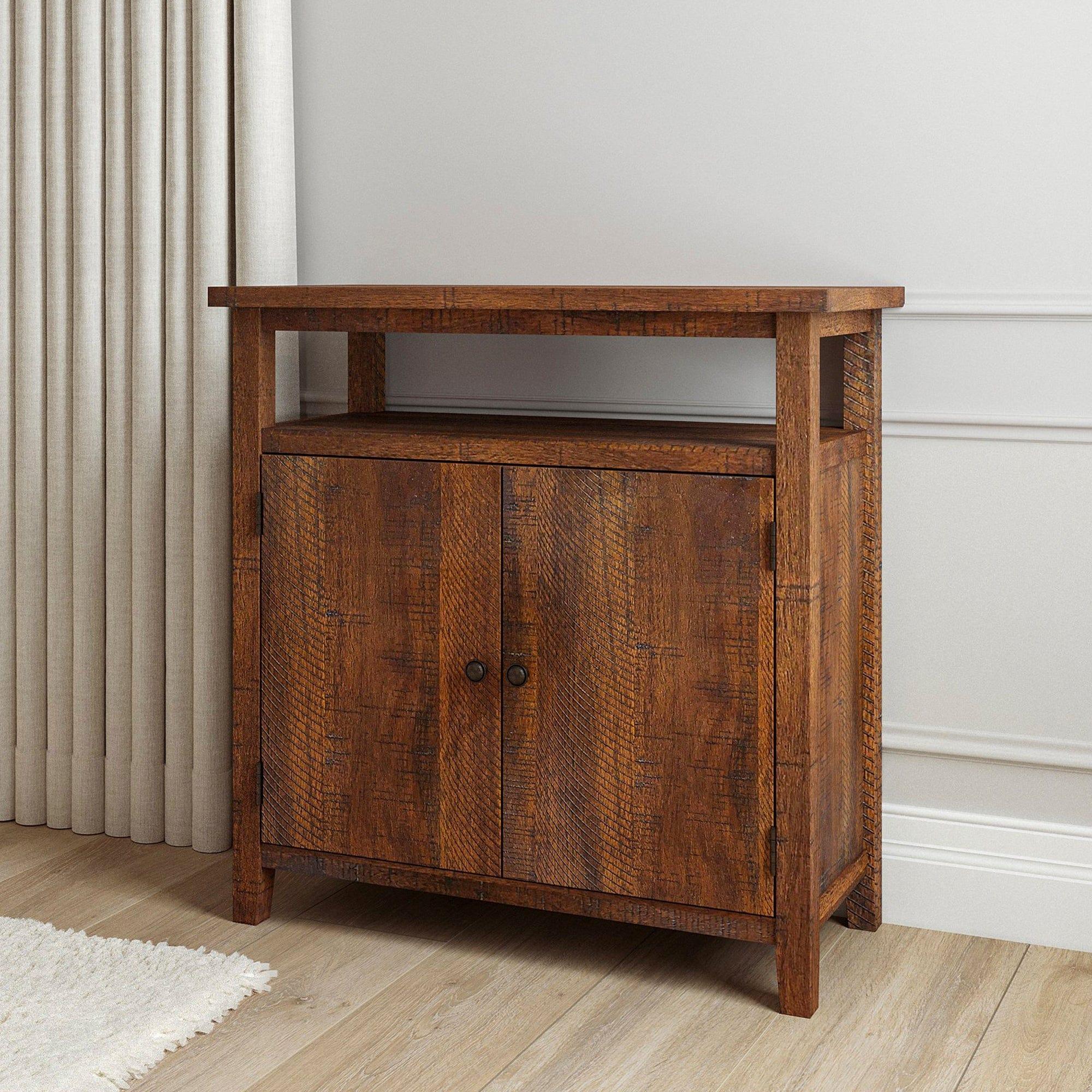 Shop Xavier Rough Sawn Natural Wood Console Cabinet Mademoiselle Home Decor