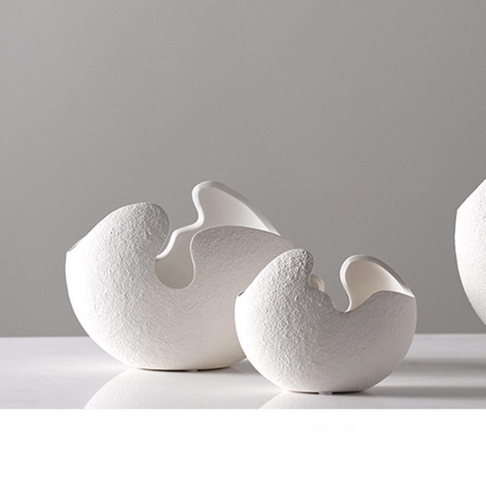 Shop 200001438 White Hatched Vase Mademoiselle Home Decor