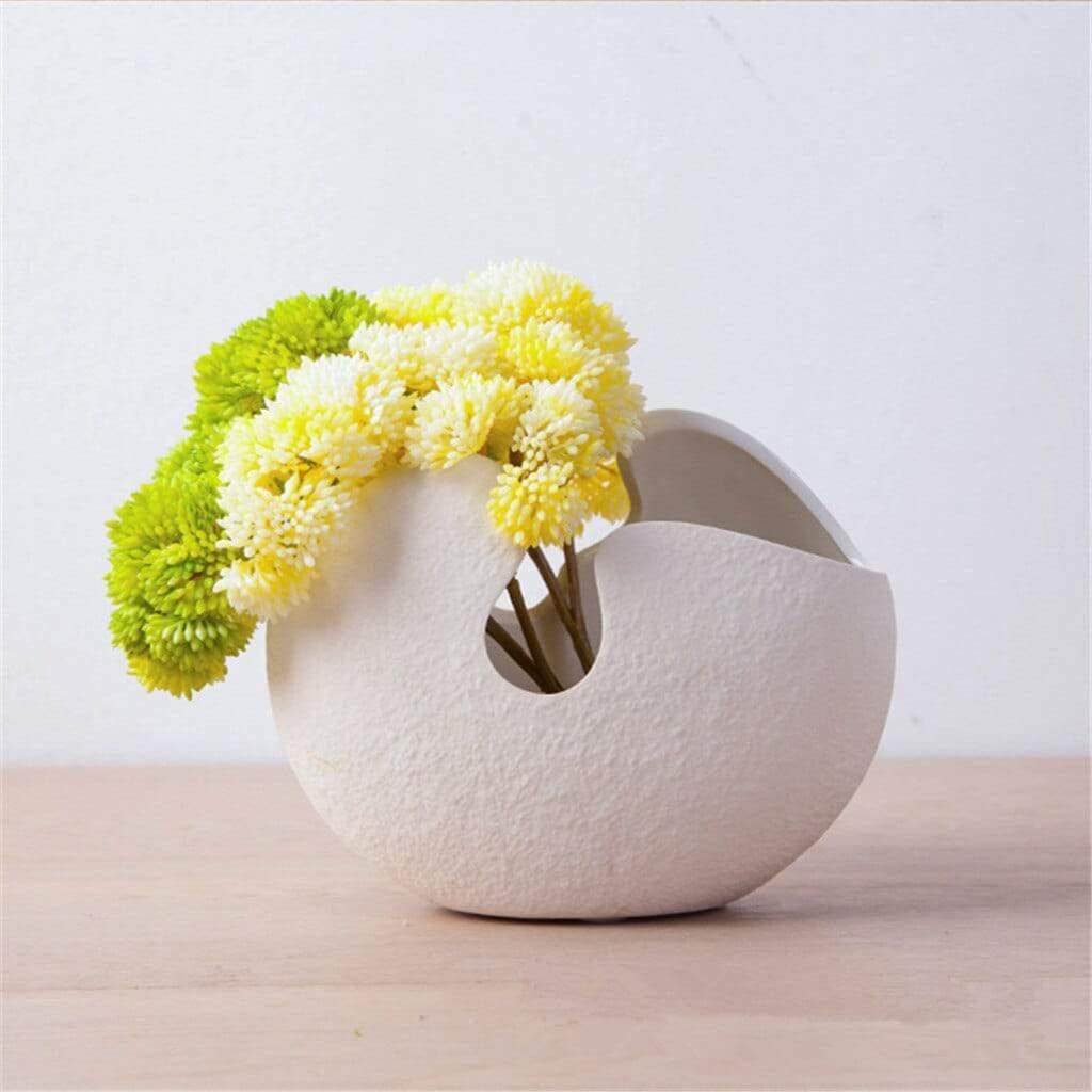 Shop 200001438 White Hatched Vase Mademoiselle Home Decor