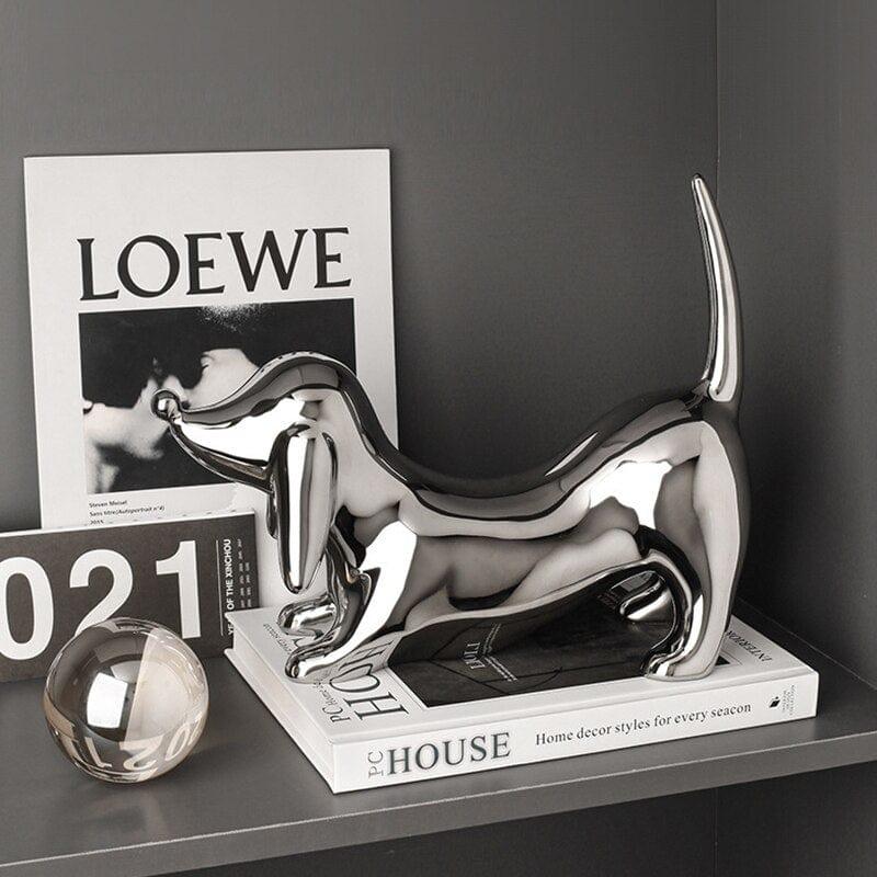 Shop 0 Nordic Luxury Doberman Ceramic Statue Electroplating Home Crafts Desktop Art Ornaments Desktop Porch TV Cabinet Soft Decorations Mademoiselle Home Decor