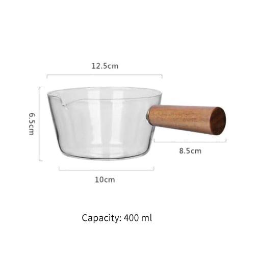 Shop 0 China / 0-1000ml / 400ML 400ml/600ml Glass Pot With Wooden Handle Cooking Heating Milk Soup Porridge Pot Household Open Fire Kitchen Cookware Clay Pot Mademoiselle Home Decor