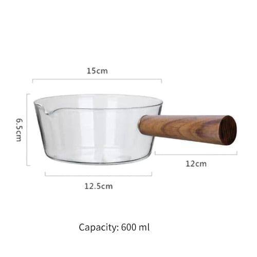 Shop 0 China / 0-1000ml / 600ML 400ml/600ml Glass Pot With Wooden Handle Cooking Heating Milk Soup Porridge Pot Household Open Fire Kitchen Cookware Clay Pot Mademoiselle Home Decor