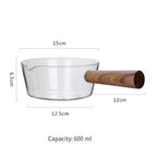 Shop 0 China / 0-1000ml / 600ML 400ml/600ml Glass Pot With Wooden Handle Cooking Heating Milk Soup Porridge Pot Household Open Fire Kitchen Cookware Clay Pot Mademoiselle Home Decor