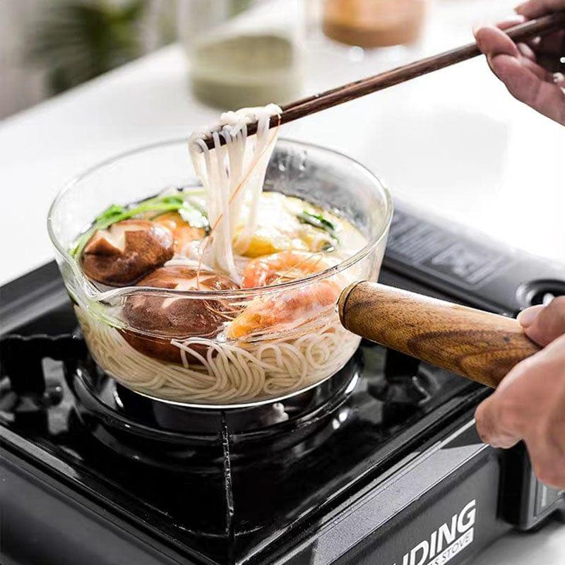 Shop 0 400ml/600ml Glass Pot With Wooden Handle Cooking Heating Milk Soup Porridge Pot Household Open Fire Kitchen Cookware Clay Pot Mademoiselle Home Decor