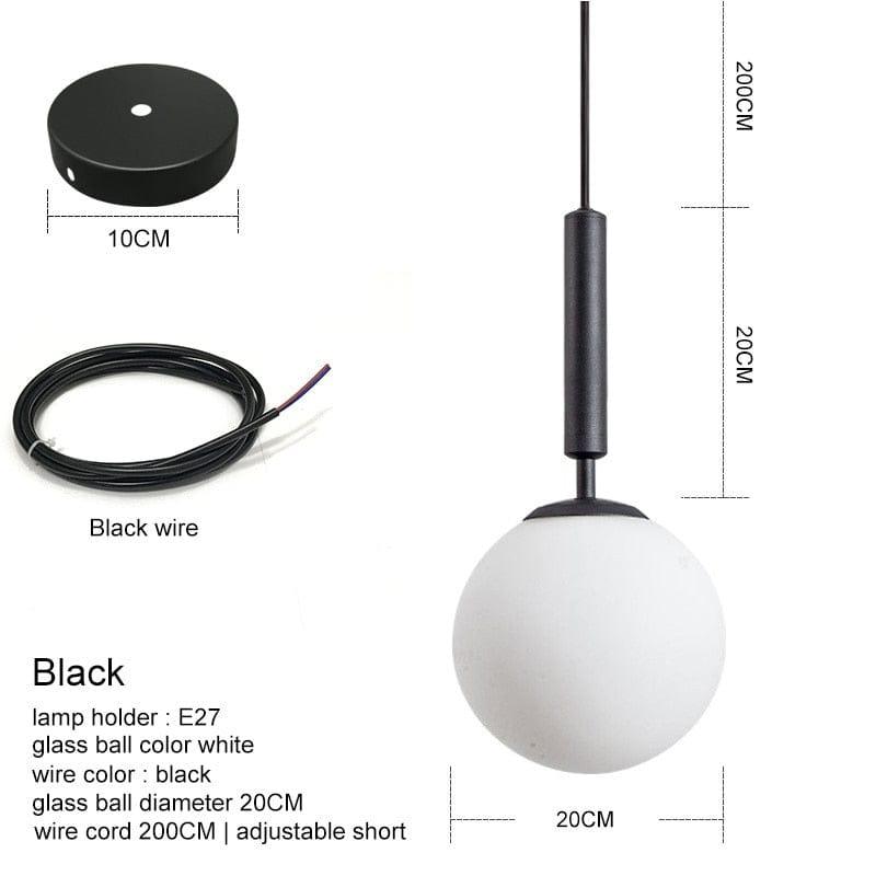 Shop 0 black ball 20CM / China / Cold White Modern Pendant Lamp Luxurious Gold Glass Ball Lampshade Hanging Lights Fixtures For Dining Room Bedroom Decoration Lighting Mademoiselle Home Decor