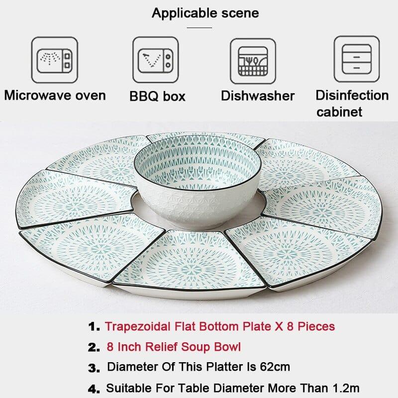 Shop 0 16 9 Pcs Platter Combo Ceramic Plate Set 8 Inch Soup Bowl Porcelain Tableware Underglaze Color Suitable Oven Dishwasher CZY1042 Mademoiselle Home Decor