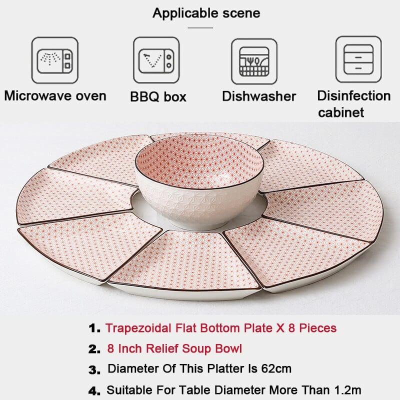 Shop 0 11 9 Pcs Platter Combo Ceramic Plate Set 8 Inch Soup Bowl Porcelain Tableware Underglaze Color Suitable Oven Dishwasher CZY1042 Mademoiselle Home Decor