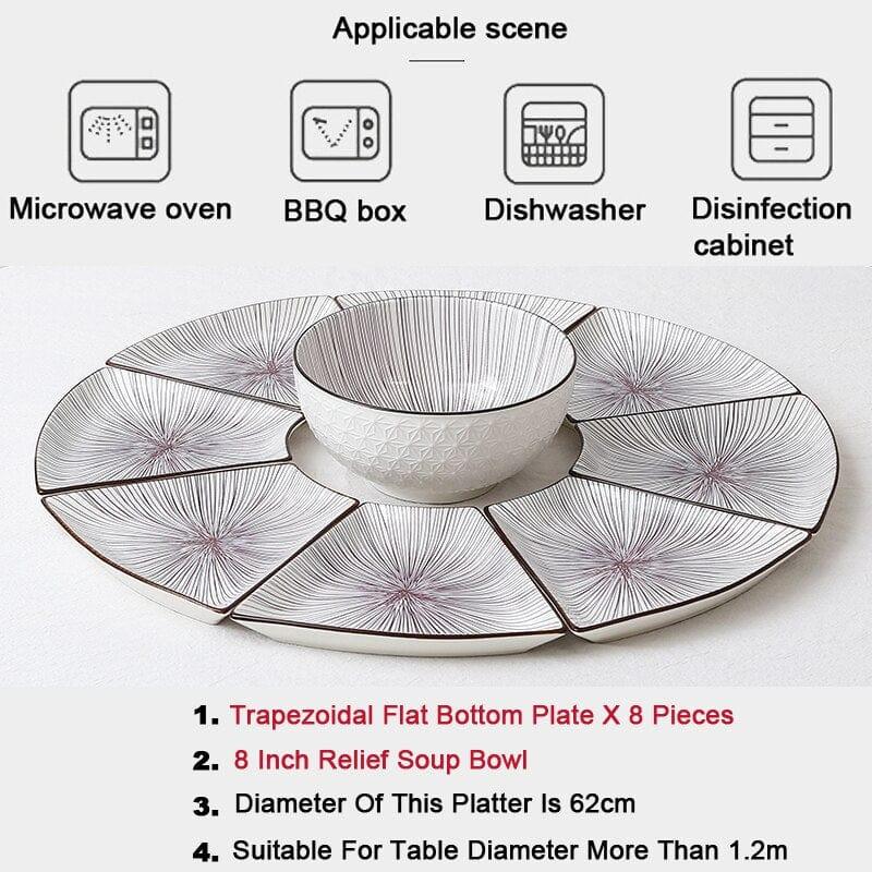 Shop 0 4 9 Pcs Platter Combo Ceramic Plate Set 8 Inch Soup Bowl Porcelain Tableware Underglaze Color Suitable Oven Dishwasher CZY1042 Mademoiselle Home Decor