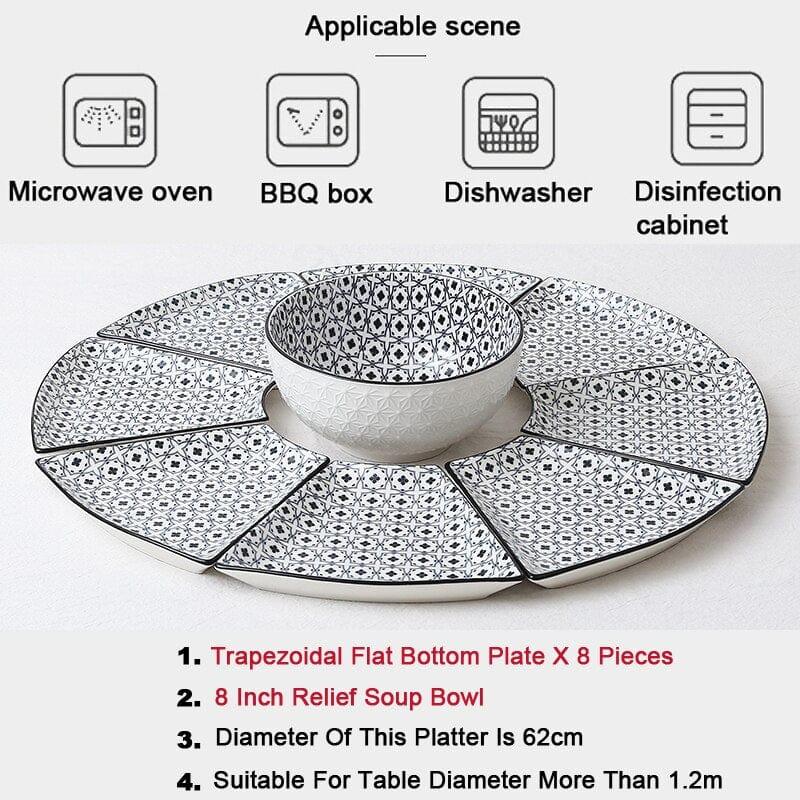Shop 0 9 9 Pcs Platter Combo Ceramic Plate Set 8 Inch Soup Bowl Porcelain Tableware Underglaze Color Suitable Oven Dishwasher CZY1042 Mademoiselle Home Decor