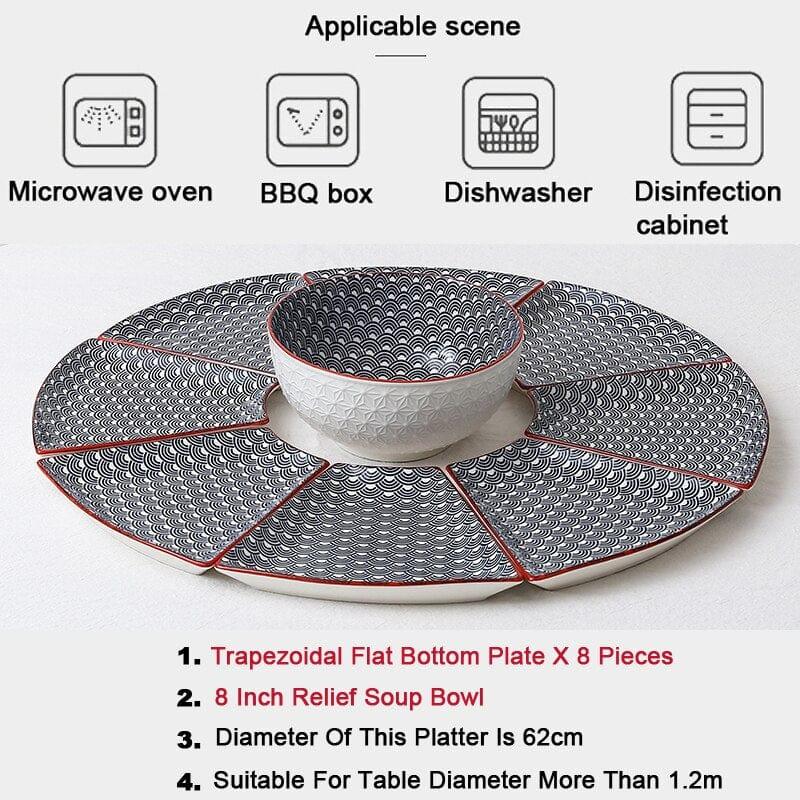 Shop 0 6 9 Pcs Platter Combo Ceramic Plate Set 8 Inch Soup Bowl Porcelain Tableware Underglaze Color Suitable Oven Dishwasher CZY1042 Mademoiselle Home Decor