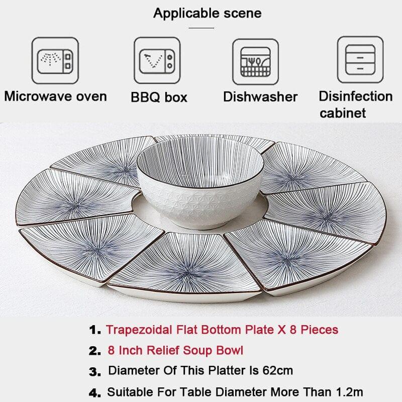 Shop 0 3 9 Pcs Platter Combo Ceramic Plate Set 8 Inch Soup Bowl Porcelain Tableware Underglaze Color Suitable Oven Dishwasher CZY1042 Mademoiselle Home Decor