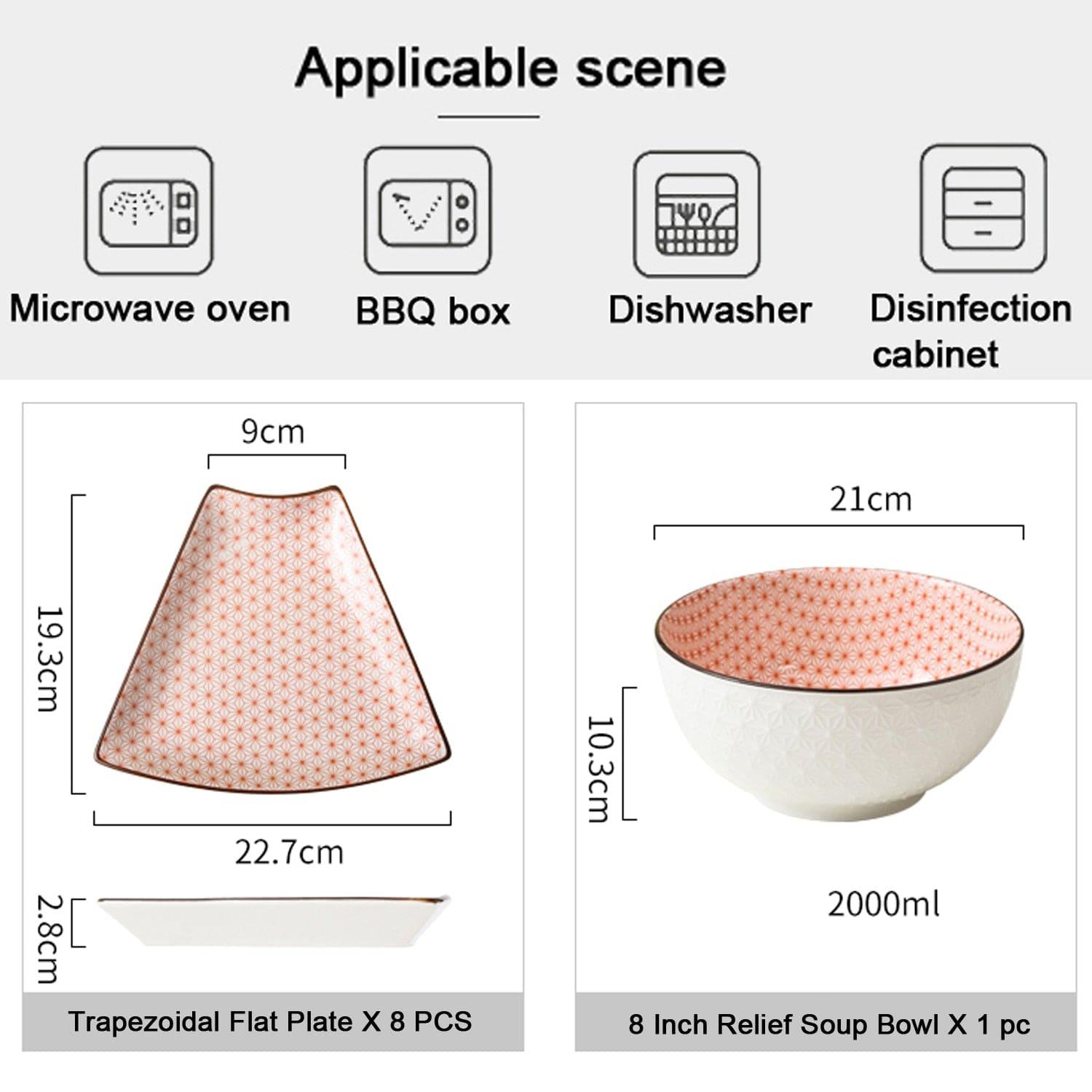 Shop 0 9 Pcs Platter Combo Ceramic Plate Set 8 Inch Soup Bowl Porcelain Tableware Underglaze Color Suitable Oven Dishwasher CZY1042 Mademoiselle Home Decor