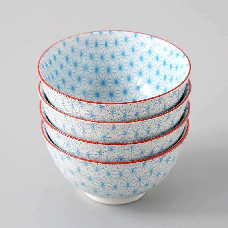 Shop 0 8 / 4.5 inch 4 Pcs/Set 4.5 Inch Rice Bowl, Ceramic Tableware, Thread, Underglaze Color, Support Oven And Dishwasher CZY-BS1001 Mademoiselle Home Decor