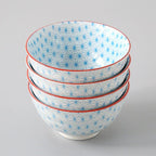 Shop 0 8 / 4.5 inch 4 Pcs/Set 4.5 Inch Rice Bowl, Ceramic Tableware, Thread, Underglaze Color, Support Oven And Dishwasher CZY-BS1001 Mademoiselle Home Decor