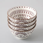 Shop 0 6 / 4.5 inch 4 Pcs/Set 4.5 Inch Rice Bowl, Ceramic Tableware, Thread, Underglaze Color, Support Oven And Dishwasher CZY-BS1001 Mademoiselle Home Decor