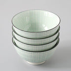 Shop 0 14 / 4.5 inch 4 Pcs/Set 4.5 Inch Rice Bowl, Ceramic Tableware, Thread, Underglaze Color, Support Oven And Dishwasher CZY-BS1001 Mademoiselle Home Decor