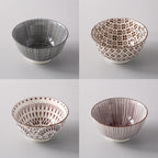 Shop 0 19 / 4.5 inch 4 Pcs/Set 4.5 Inch Rice Bowl, Ceramic Tableware, Thread, Underglaze Color, Support Oven And Dishwasher CZY-BS1001 Mademoiselle Home Decor