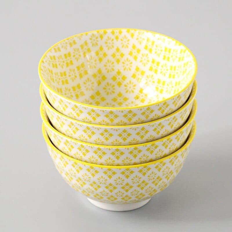 Shop 0 3 / 4.5 inch 4 Pcs/Set 4.5 Inch Rice Bowl, Ceramic Tableware, Thread, Underglaze Color, Support Oven And Dishwasher CZY-BS1001 Mademoiselle Home Decor