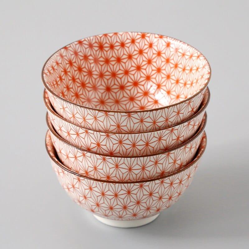 Shop 0 9 / 4.5 inch 4 Pcs/Set 4.5 Inch Rice Bowl, Ceramic Tableware, Thread, Underglaze Color, Support Oven And Dishwasher CZY-BS1001 Mademoiselle Home Decor