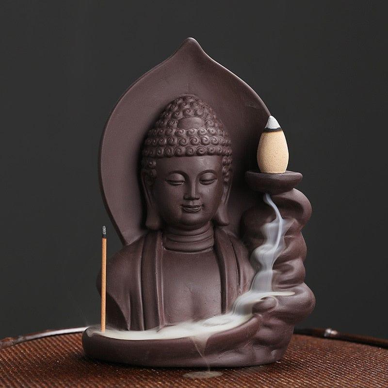 Shop 0 Only Burner Auspicious Clouds Buddha Purple Clay Backflow Incense Burner Incense Stick Holder Home Office Tea House Decorate Mademoiselle Home Decor