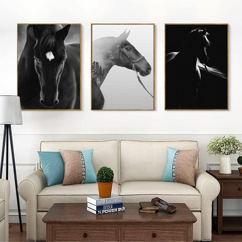 Shop 0 Black White Horse Animal Picture Home Decor Nordic Canvas Painting Wall Art Print Minimalist Realist Art Poster for Living Room Mademoiselle Home Decor