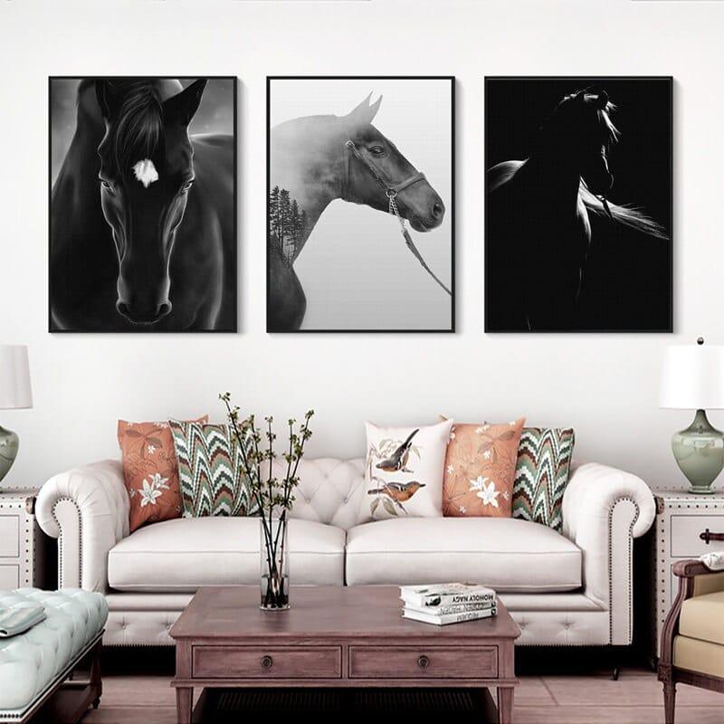 Shop 0 Black White Horse Animal Picture Home Decor Nordic Canvas Painting Wall Art Print Minimalist Realist Art Poster for Living Room Mademoiselle Home Decor