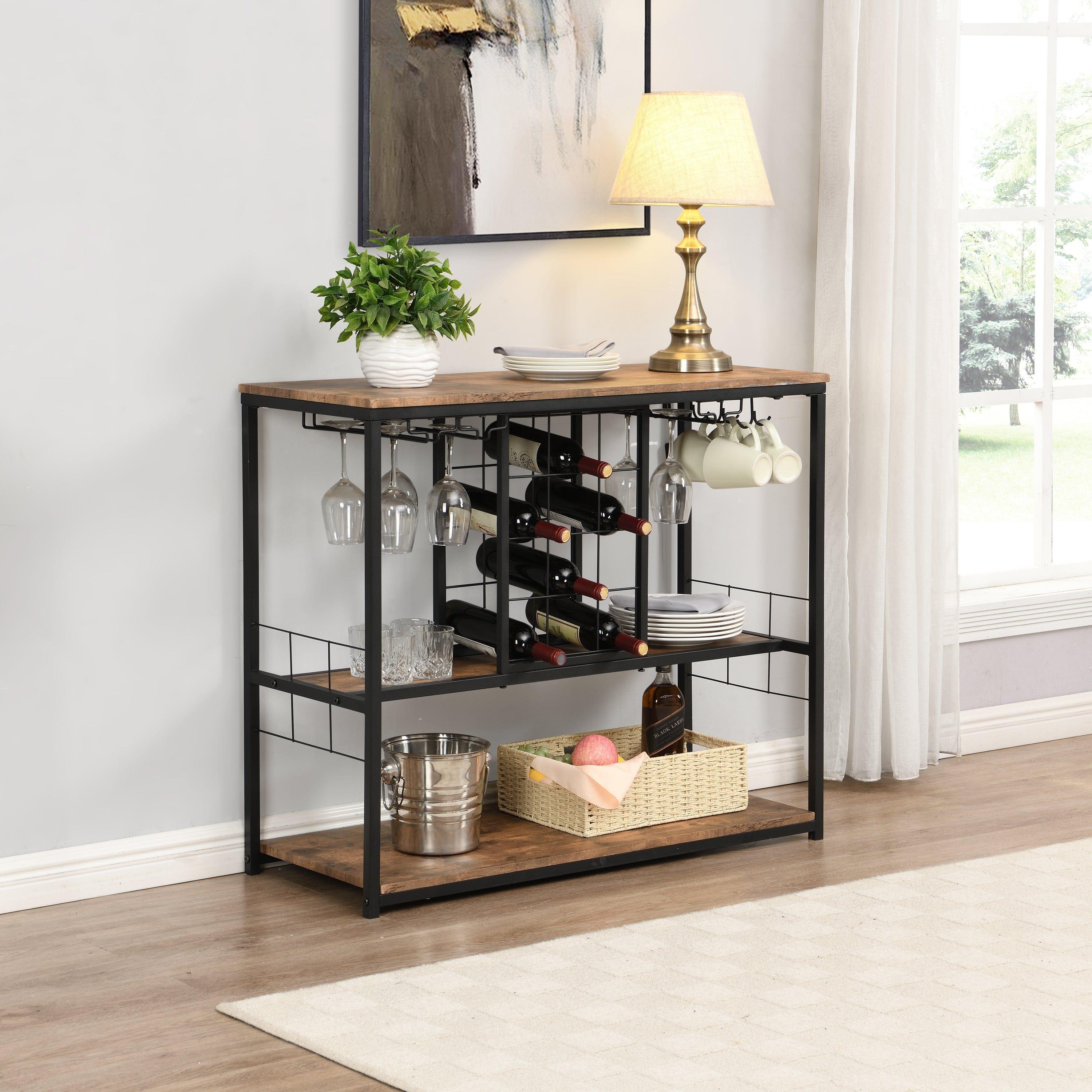 Shop Industrial Wine Rack Kitchen Bar for Home  3 -Tier Storage Shelves Mademoiselle Home Decor