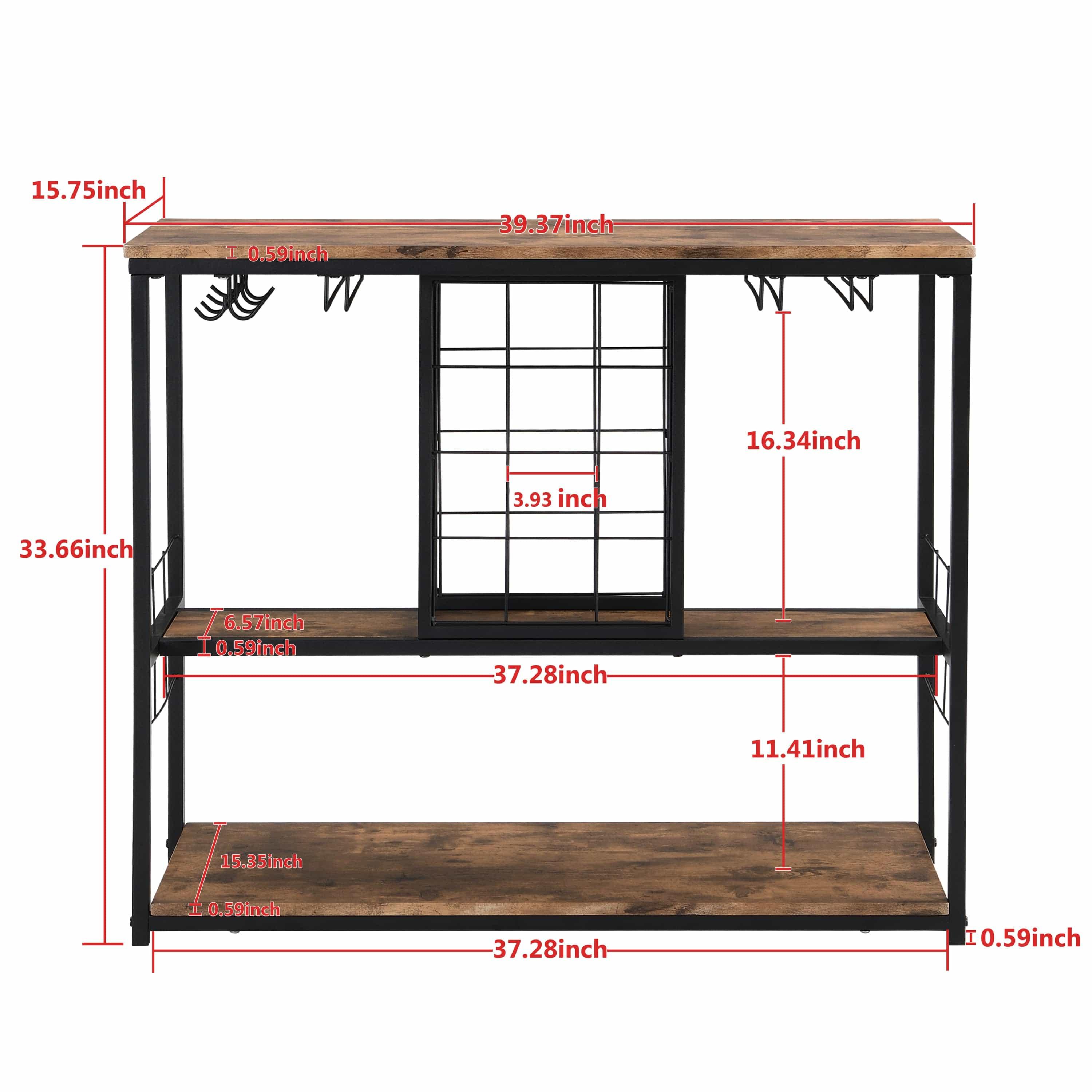 Shop Industrial Wine Rack Kitchen Bar for Home  3 -Tier Storage Shelves Mademoiselle Home Decor