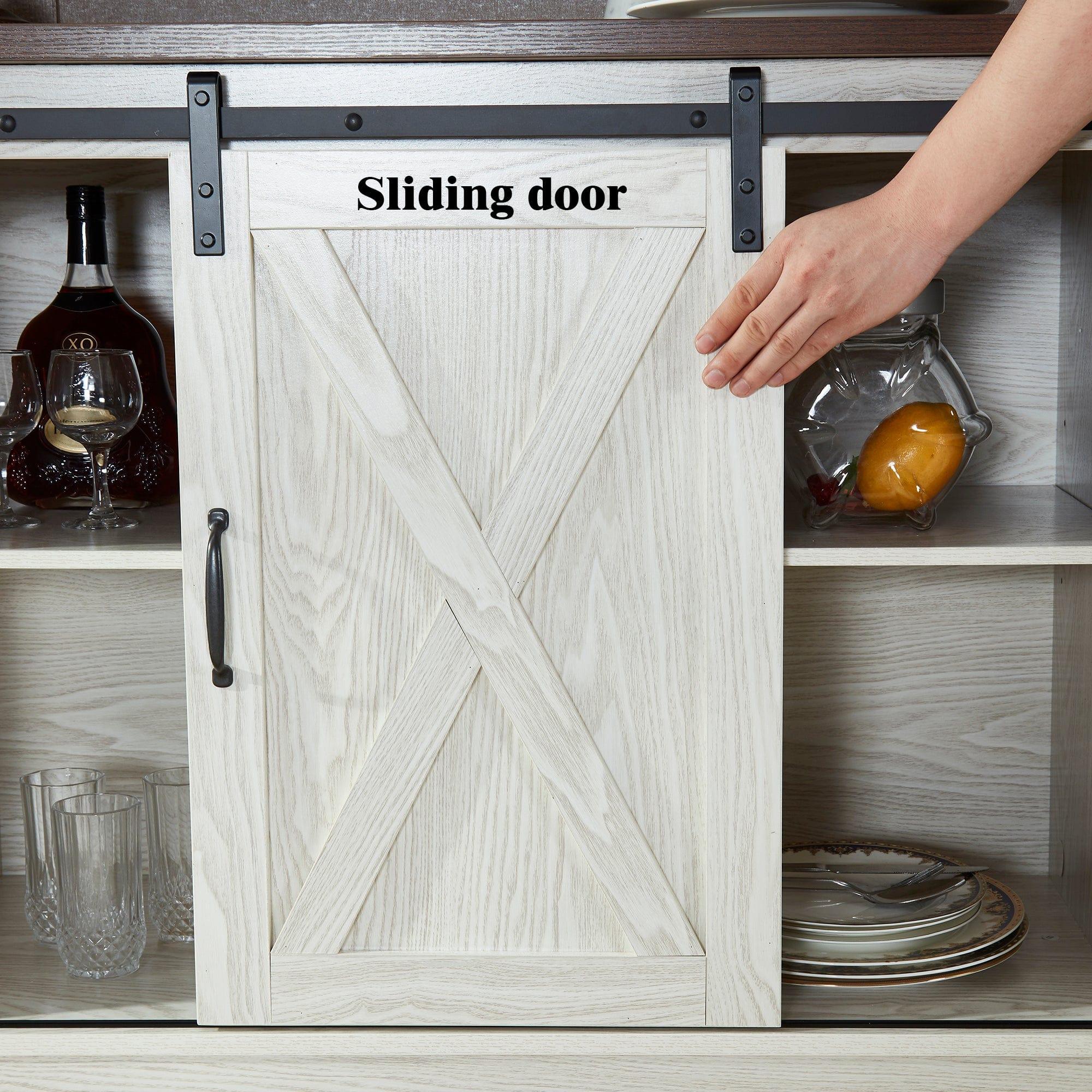 Shop Buffet Sideboard/TV Stand / Storage Cabinet with 2 Sliding Barn Doors, Walnut+White Wash Mademoiselle Home Decor