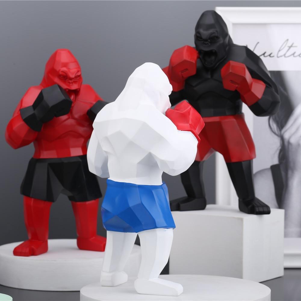 Shop 0 Creative Abstract Resin Sculpture Boxer King Kong Home Decoration Animal Ornament Fighting Large Mountain Gorilla Figure Statue Mademoiselle Home Decor
