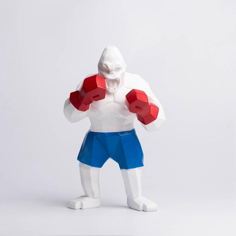 Shop 0 white Creative Abstract Resin Sculpture Boxer King Kong Home Decoration Animal Ornament Fighting Large Mountain Gorilla Figure Statue Mademoiselle Home Decor